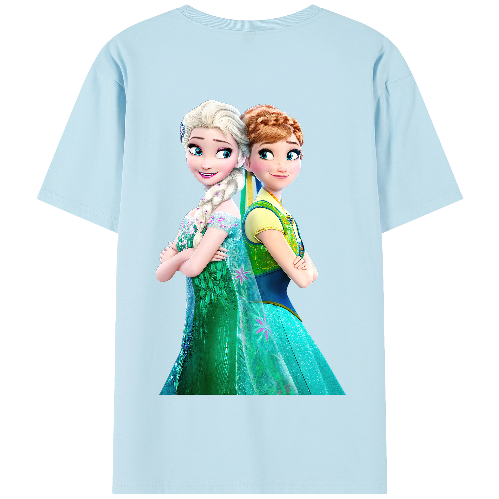 （画像用） アナと雪の女王 アンナ エルサ Frozen Anna Elsa 綿100％半袖Tシャツ（背面プリント）